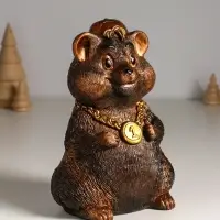 Копилка "Хомяк в кепке" 20 см, бронзовый