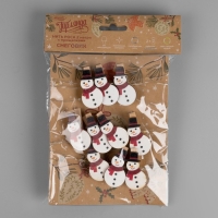 Гирлянда &laquo;Нить&raquo; 2 м роса с насадками &laquo;Прищепка-снеговик&raquo;, IP20, серебристая нить, 20 LED, батарейки ААх2 (нет в комплекте), свечение тёплое белое