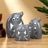 Набор сувенирный "Привидения" дерево H 12, 9, 7 см, цв. серый