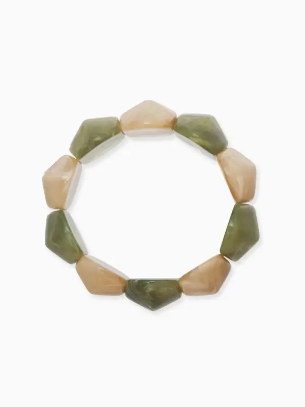 Браслет манжет акрил "Тренд", цвет бежево-злёный