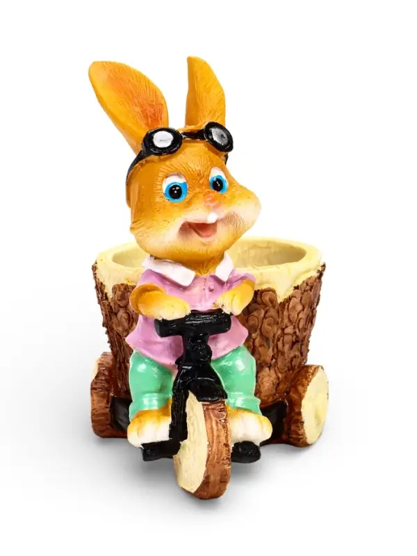 Фигурное кашпо 13 х 9 х 15см  "Заяц на велосипеде"