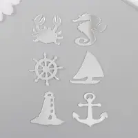 Декоративные элементы для творчества &laquo;Арт Узор. Морская тематика&raquo;, набор 6 шт., пластик зеркальный