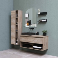 Зеркало в ванную комнату с полкой, полуовальное, 35&times;50 см