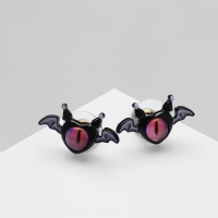 Серьги с эмалью &laquo;Монстрики&raquo; с крылышками, цвет чёрно-розовый