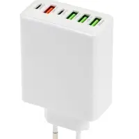 Сетевое зарядное устройство Luazon LZZ-23, 4 USB, 2 Type-C, 3 А, белое