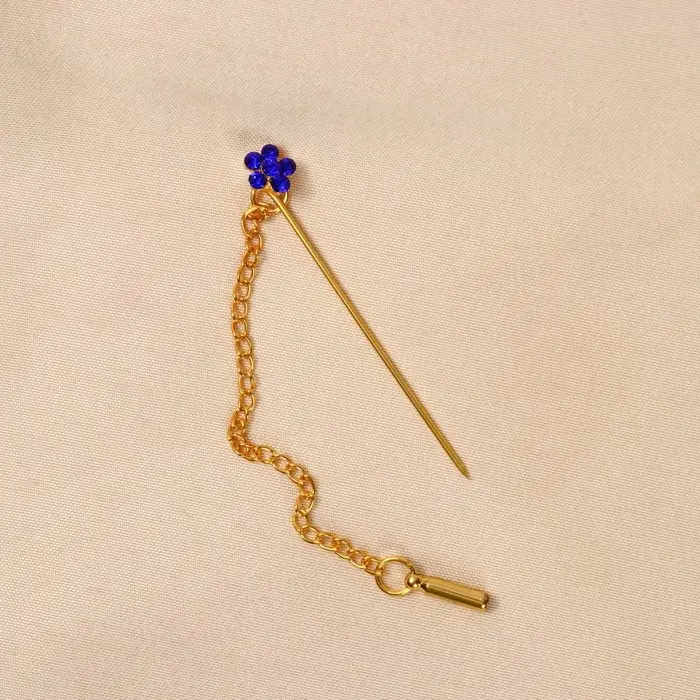 Булавка &laquo;Цветок&raquo; мини с цепочкой, МИКС, 5.7 см (неделимая фасовка 12 шт., цена за шт.)