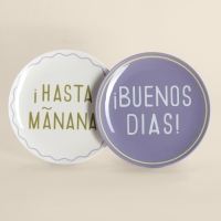 Тарелки SL Home &laquo;Уроки испанского: &iexcl;Hasta ma&ntilde;ana - Buenos dias&raquo;, d=22 см, набор 2 шт., фарфор, белые, фиолетовые