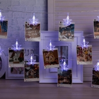 Гирлянда «Нить» 4.5 м с насадками «Прищепки-звёзды», IP20, прозрачная нить, 20 LED, свечение белое, 220 В Гирлянда «Нить» 4.5 м с насадками «Прищепки-звёзды», IP20, прозрачная нить, 20 LED, свечение белое, 220 В