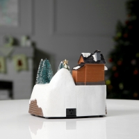 Светодиодная фигура &laquo;Поезд и ёлка&raquo; 20 &times; 20 &times; 16 см, полистоун, батарейки ААх3 (не в комплекте), USB, свечение тёплый белый