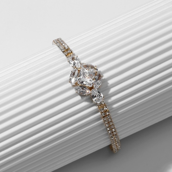 Браслет со стразами &laquo;Циркон&raquo; изыск, круг, цвет белый в розовом золоте, L=15см