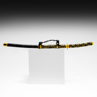 Сувенирное оружие &laquo;Катана&raquo;, чёрные ножны, золотистая обмотка, 102 см