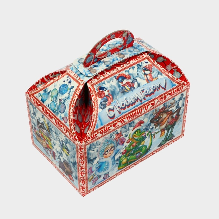 Новый год. Подарочная коробка "Новогодняя" Ларец малый 18,5 x 12,5 x 19см.