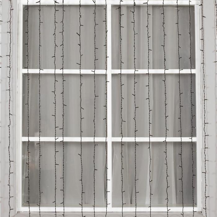 Гирлянда &laquo;Занавес&raquo; 2 &times; 6 м, IP44, УМС, тёмная нить, 1440 LED, свечение тёплое белое, 220 В