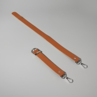 Ручка для сумки из натуральной кожи, регулируемая, с карабинами, 60 &plusmn; 2 см &times; 2,5 см, цвет бежевый/серебряный