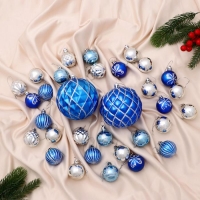 Набор шаров пластик 32 шт "Карнавал" голубой серебро