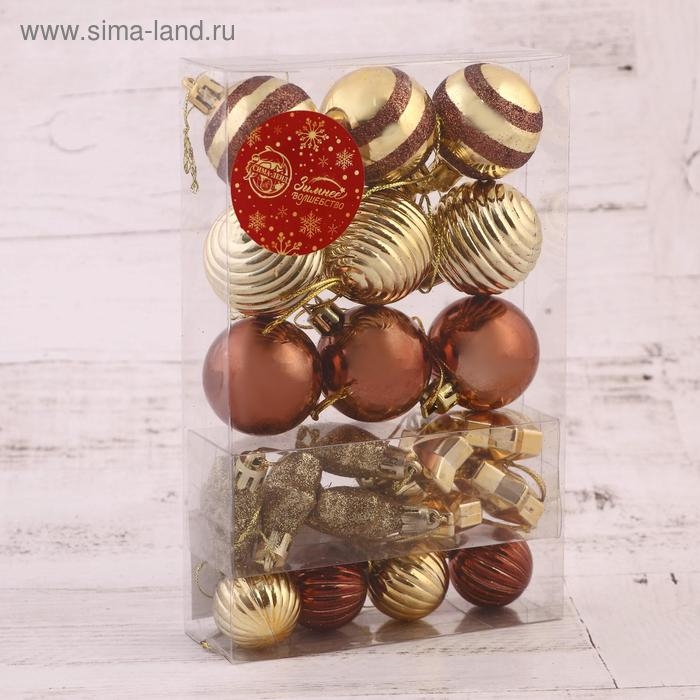 Набор украшений пластик 21 шт "Серпантин" кофейный золото