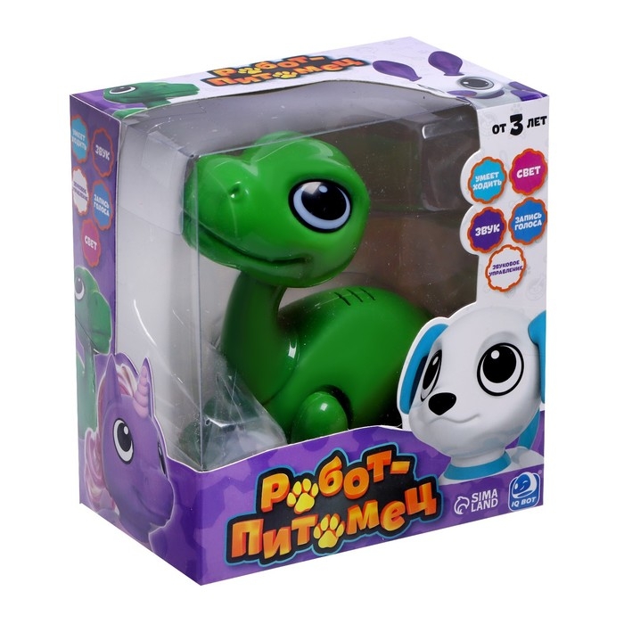 Робот «Динозавр» IQ BOT, интерактивный: реагирует на голос, звук, свет, на батарейках, зелёный Робот «Динозавр» IQ BOT, интерактивный: реагирует на голос, звук, свет, на батарейках, зелёный