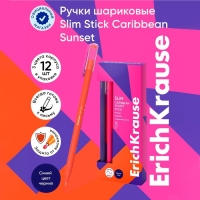 Ручка шариковая ErichKrause Slim Stick Caribbean Sunset, игольчатый узел 0.7 мм, чернила синие, покрытие Soft Touch, МИКС Ручка шариковая ErichKrause Slim Stick Caribbean Sunset, игольчатый узел 0.7 мм, чернила синие, покрытие Soft Touch, МИКС