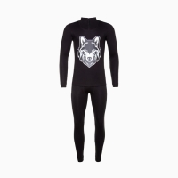 Термобельё мужское НАЧЁС (фуфайка, кальсоны) принт волк, цвет чёрный, размер 52