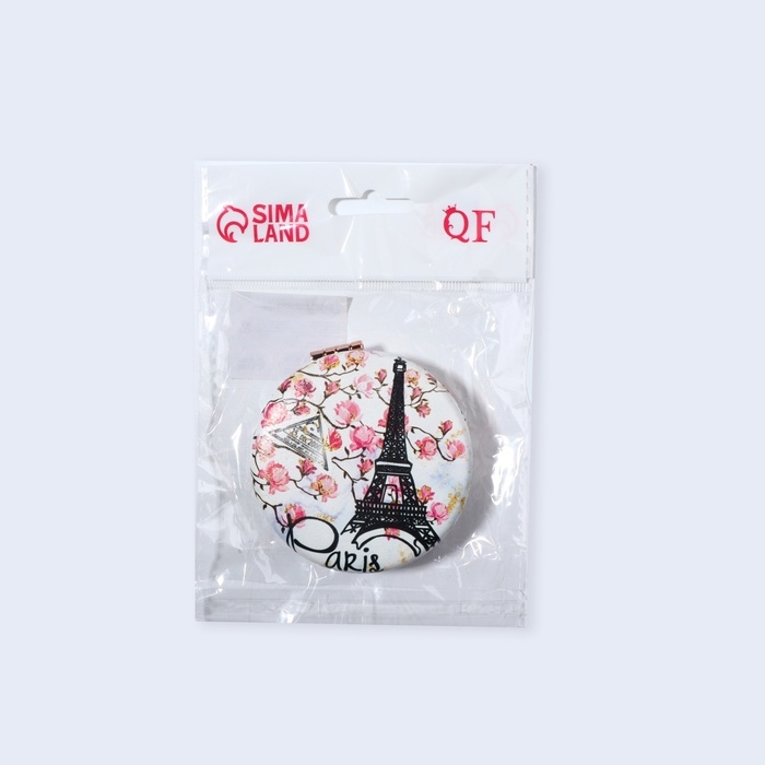 Зеркало складное &laquo;Париж&raquo;, d = 7,5 см, с увеличением, искусственная кожа, цвет белый