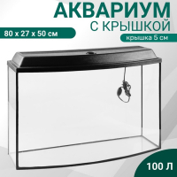 Аквариум "Телевизор" с крышкой, 100 литров, 80 х 27 х 50/55 см, чёрный Аквариум "Телевизор" с крышкой, 100 литров, 80 х 27 х 50/55 см, чёрный