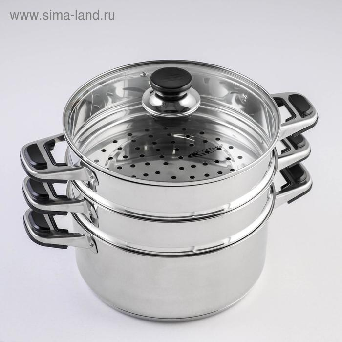 Мантоварка &laquo;Алтын&raquo;, 10,7 л, d=24 см, 2 секции, капсульное дно, стеклянная крышка, индукция