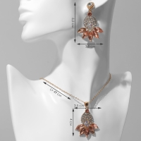 Гарнитур 2 предмета: серьги, кулон &laquo;Лотос&raquo;, цвет бело-персиковый в золоте, 48 см