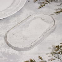 Подсвечник овальный из гипса,17,5х9х1,5см, мрамор с фиолетовыми полосками