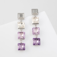 Серьги со стразами &laquo;Блум&raquo; квадраты тёмные, цветные в серебре