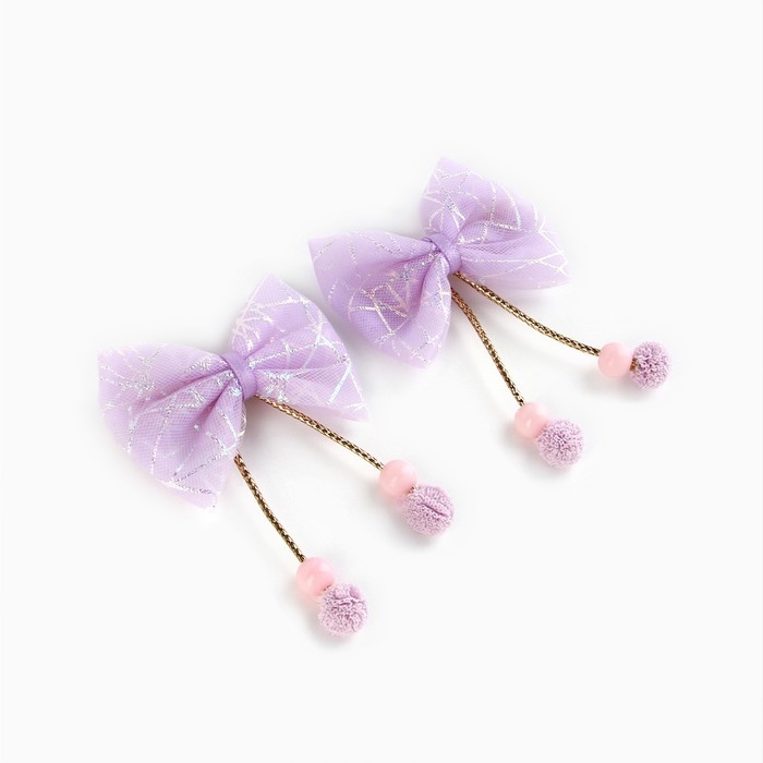 Заколки бантики новогодние &laquo;Сказочного Нового года&raquo;, на Новый год, набор 2 шт, 6 х 4,5 см