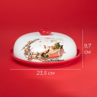 Блинница новогодняя Доляна &laquo;Сани Деда Мороза&raquo;, d=23 см, керамика, цвет белый