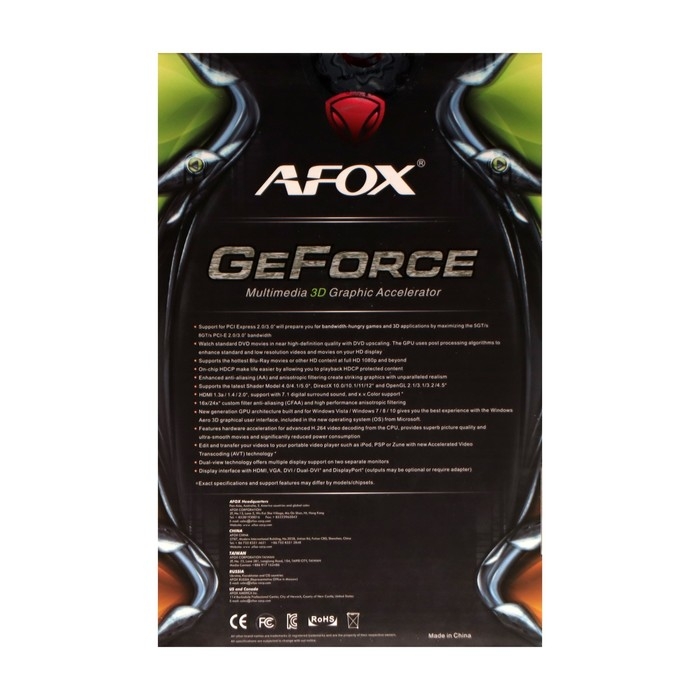 Видеокарта Afox GT740 LP Single Fan, 2Гб, 128bit, GDDR5, DVI, HDMI, VGA, HDCP