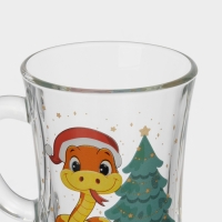 Кружка стеклянная для глинтвейна &laquo;Новогодние змейки&raquo;, 200 мл, МИКС
