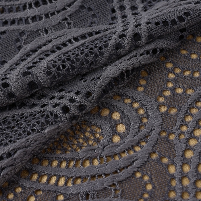 Кружевная эластичная ткань, 180 мм &times; 2,7 &plusmn; 0,5 м, цвет графитовый