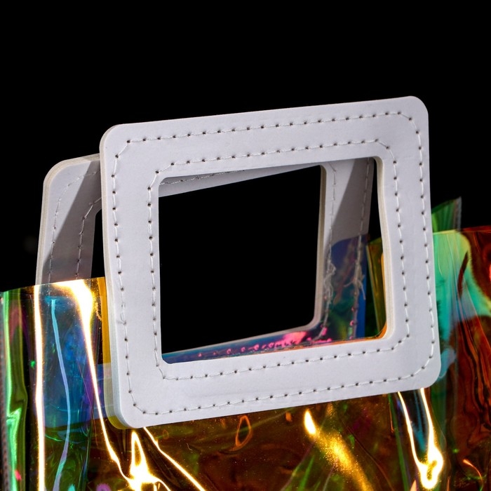 Пакет подарочный из ПВХ, иридисцентный, белый 20 x 18 x 10 см