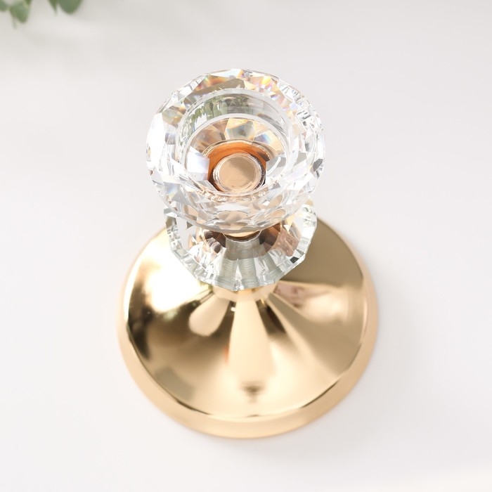 Подсвечник металл на 1 свечу d=4 см "Вазир" золото 11х11х16,5 см