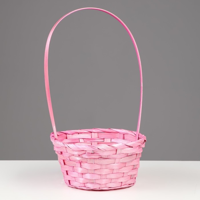 Корзина плетеная, бамбук, розовый, 19х19х32 см Корзина плетеная, бамбук, розовый, 19х19х32 см