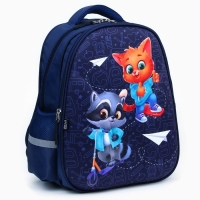 Рюкзак школьный каркасный 39х30х14 см &laquo;1 сентября: Енотик и лисёнок&raquo;