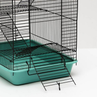 Клетка для грызунов "Пижон" №9, с 3-я этажами, без наполнения, 33 х 24 х 38 см, бирюзовая