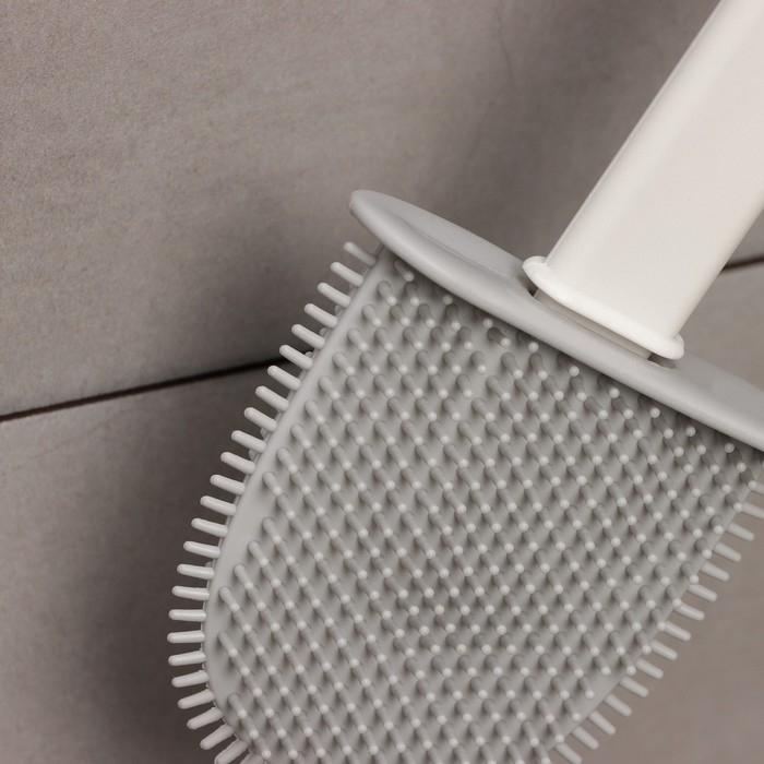 Ёршик для унитаза силиконовый Доляна &laquo;Лилу&raquo;, 4,3&times;9,5&times;36 см, цвет белый