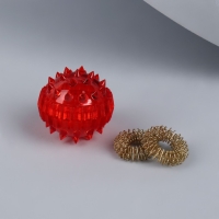 Массажёр &laquo;Су-джок&raquo;, d = 3,5 см, с 2 кольцами, цвет красный