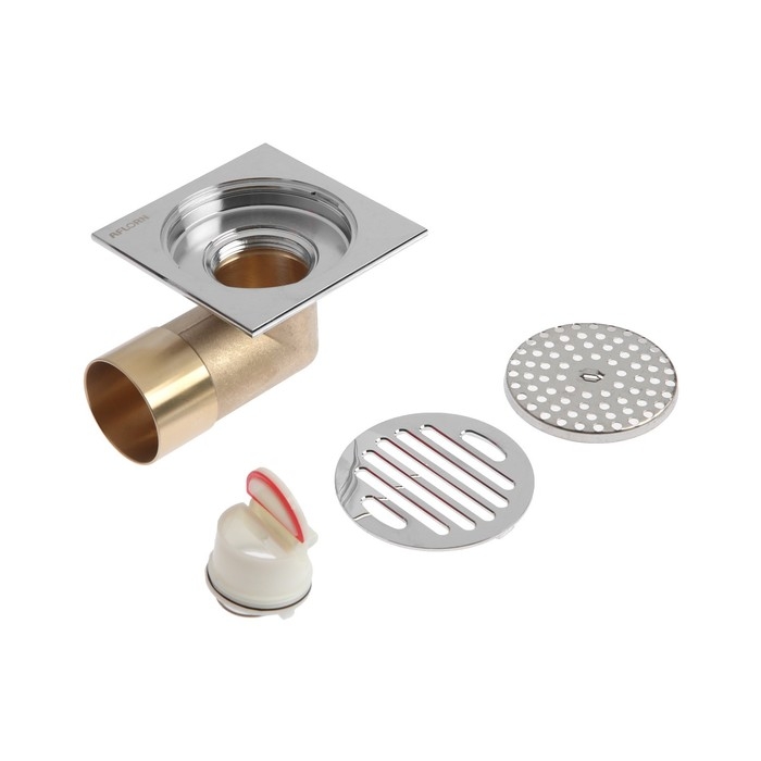 Трап AFLORN AF20510-10, d=50 мм, вертикальный, 100х100 мм, латунь, хром Трап AFLORN AF20510-10, d=50 мм, вертикальный, 100х100 мм, латунь, хром