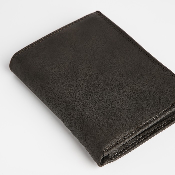 Портмоне мужское без застёжки, 3 в 1, отдел автодокументов, паспорта, карт, купюр, цвет серый Портмоне мужское без застёжки, 3 в 1, отдел автодокументов, паспорта, карт, купюр, цвет серый