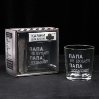 Набор &laquo;Папа не бухает!&raquo;, стакан стеклянный 250 мл, камни для виски, щипцы