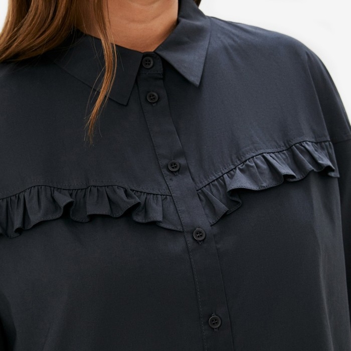 Туника женская с воланом MIST plus-size, размер 54, цвет тёмно-серый