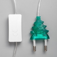 Гирлянда &laquo;Нить&raquo; 5 м с насадками &laquo;Ёлка в крапинку&raquo;, IP20, прозрачная нить, 20 LED, свечение мульти (RG/RB), мигание, 220 В