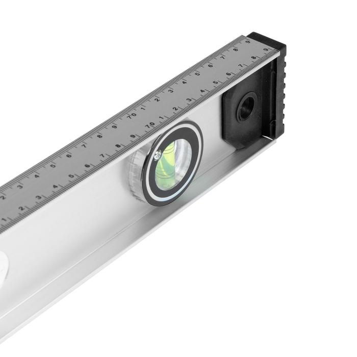 Уровень алюминиевый ТУНДРА "Рельс", 3 глазка (1 поворотный), 800 мм