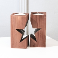 Подсвечник новогодний деревянный «Новый год: Звездная ночь», диам. под свечу = 4 см., 9,5 х 5,5 х 10 см. Подсвечник новогодний деревянный «Новый год: Звездная ночь», диам. под свечу = 4 см., 9,5 х 5,5 х 10 см.