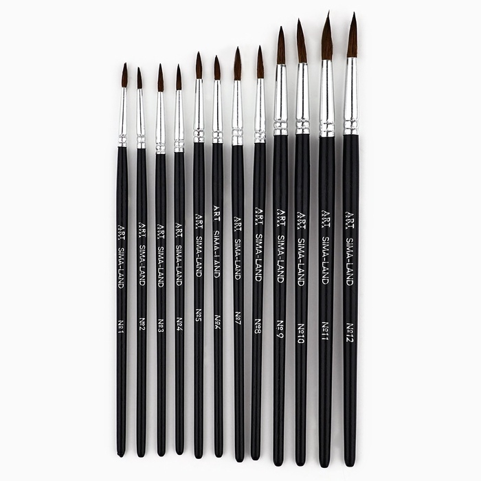 Кисть для рисования, набор пони круглые, 12 шт. № 1,2,3,4,5,6,7,8,9,10,11,12&laquo;Климт&raquo;