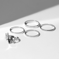 Кольцо набор 5 штук «Грация», размер МИКС, цвет серебро Кольцо набор 5 штук «Грация», размер МИКС, цвет серебро